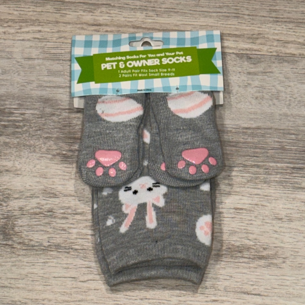 Gray Easter Pet and Owner Socks NWT
